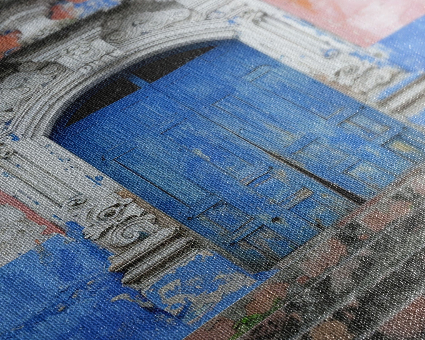 Change3 Mexican Wall Art, Colorful Mexican Door Architecture Painting Framed Canvas Print, Traditional Hacienda Architecture, Ready To Hang