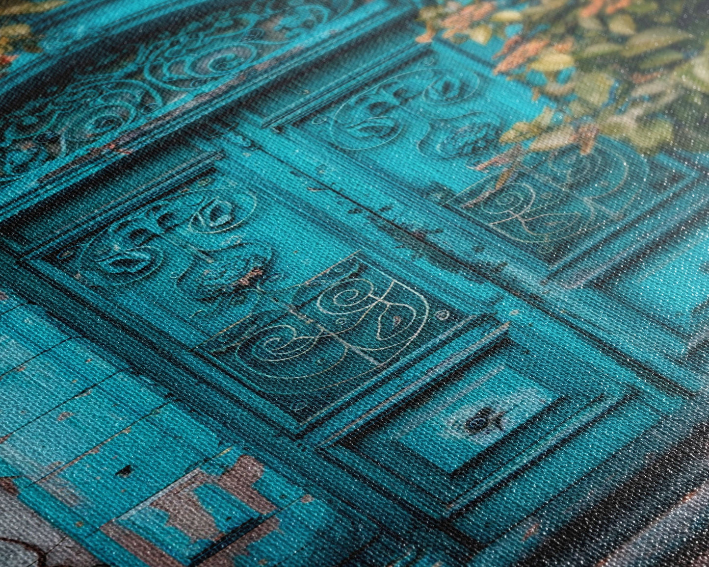 Change23 Mexican Wall Art, Colorful Mexican Door Architecture Painting Framed Canvas Print, Traditional Hacienda Architecture, Ready To Hang