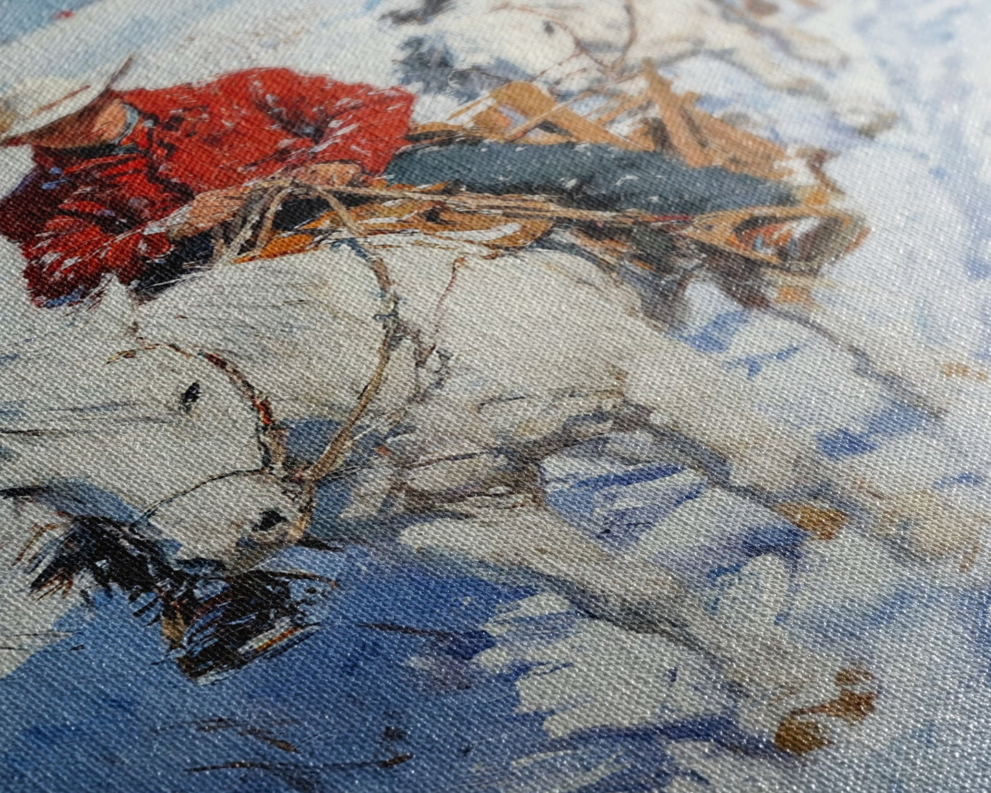 Cowboy Riding Horses in Snow Canvas Print, Winter Wall Art, Rustic Christmas Decor, Holiday Gift Idea, Seasonal Art, Framed Canvas Print