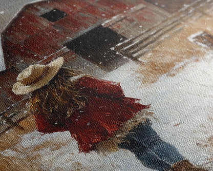 Country Girl with Falling Leaves Canvas Print, Autumn Wall Art, Farmhouse Holiday Decor, Fall Decor, Trendy Wall Art, Framed Canvas Print