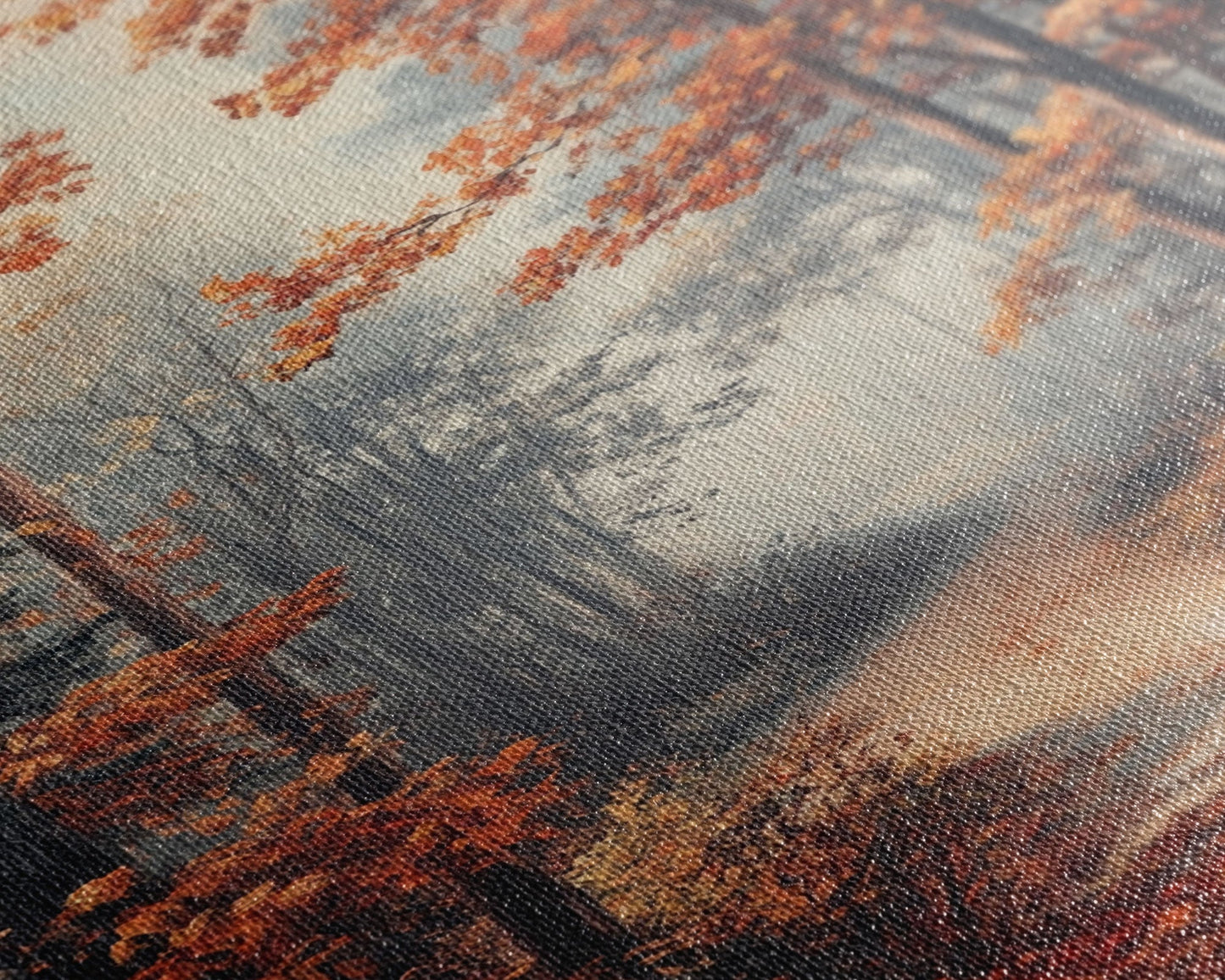 Path Through The Fall Leaves - Framed Canvas Print - Fall Decor - Autumn Gift Idea - Autumn Wall Art - Landscape Painting