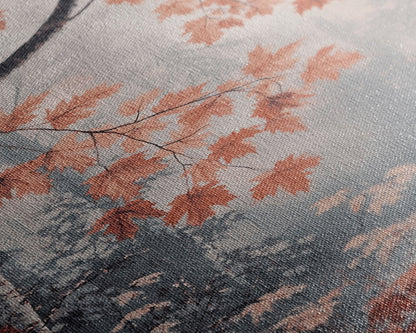 Framed Canvas Print of Fall Leaves on Branches in Misty Forest, Moody Landscape Wall Art, Fall Decor, Gift Idea, Farmhouse Seasonal Art