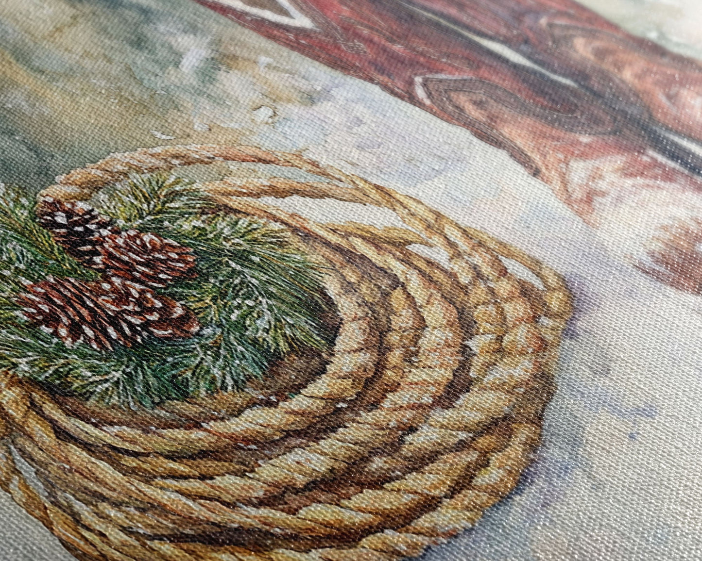 Canvas Print Cowboy Boots with Christmas Wreath and Rope, Rustic Christmas Decor, Winter Western Holiday Art, Farmhouse Wall Print