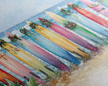 Tropical Christmas decor, beach Christmas decor, Christmas beach art, canvas print, Christmas wall art, beach Christmas