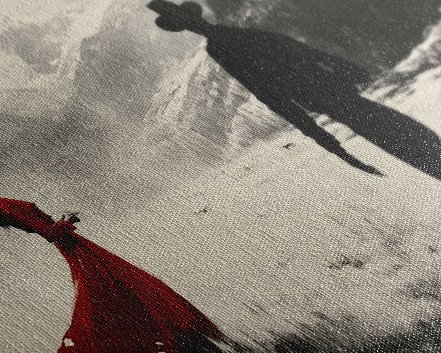 Winter Forest Cowboy Framed Canvas Print Christmas Cowboy Art Above Sofa Holiday Wall Decor Seasonal Winter Wonderland Gift