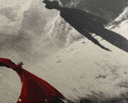 Winter Forest Cowboy Framed Canvas Print Christmas Cowboy Art Above Sofa Holiday Wall Decor Seasonal Winter Wonderland Gift