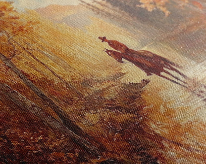 Black white cowboy riding toward snow-covered mountains, Framed Canvas Print, minimalist winter wall art, moody landscape, western decor