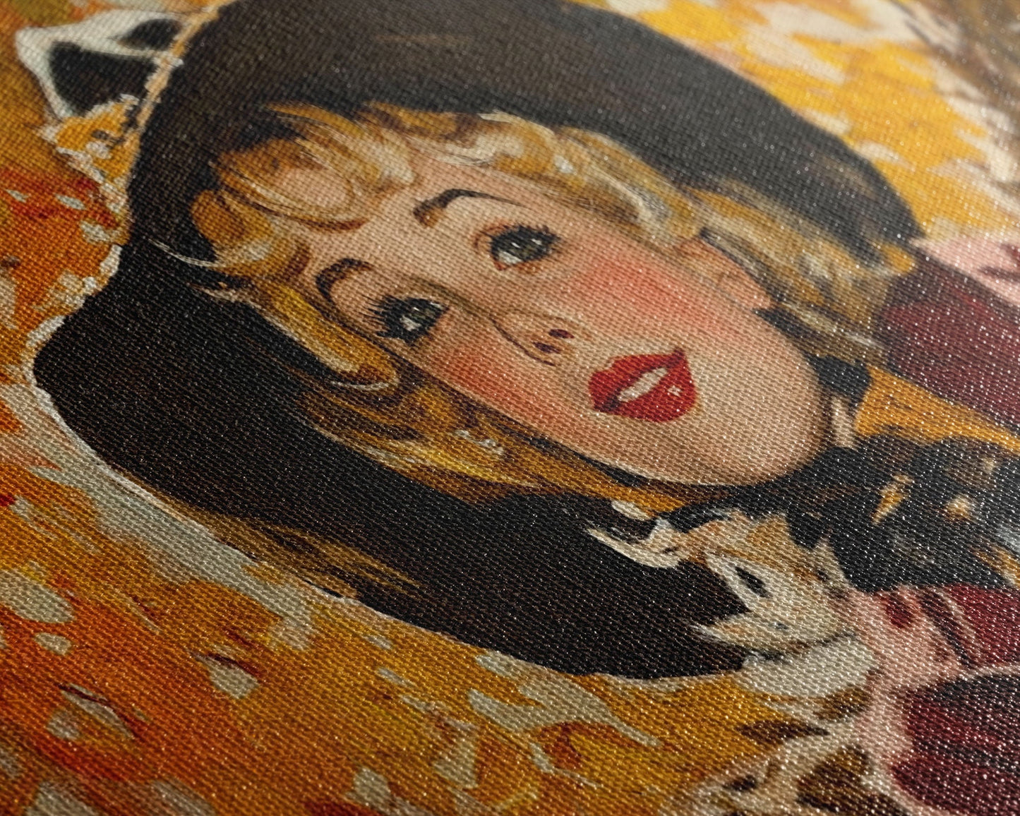 Cute Fall Cowgirl Amongst The Autumn Leaves, Gift or Autumn Decor, Perfect Addition to Home and Office Interiors