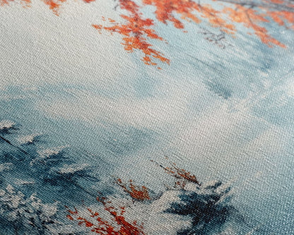 Painting Of A Forest In Winter, Framed Canvas Print with Wreaths, Perfect Christmas Holiday Decor, Ideal Winter Wall Art Gift