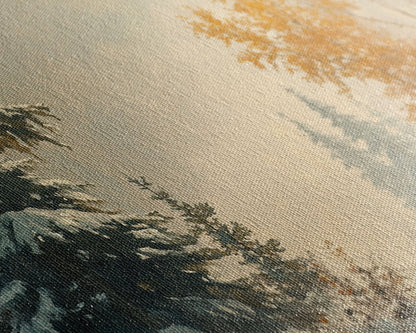 Subdued Winter Landscape, Moody Landscape Painting, Framed Canvas Print, classic Christmas wall art for holiday decor