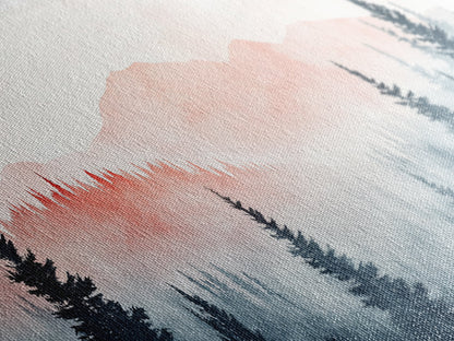 Misty Mountain Panoramic Print, Wood Framed Wall Art, Dark & Moody Home Decor, Fog Over The Blueridge Mountains