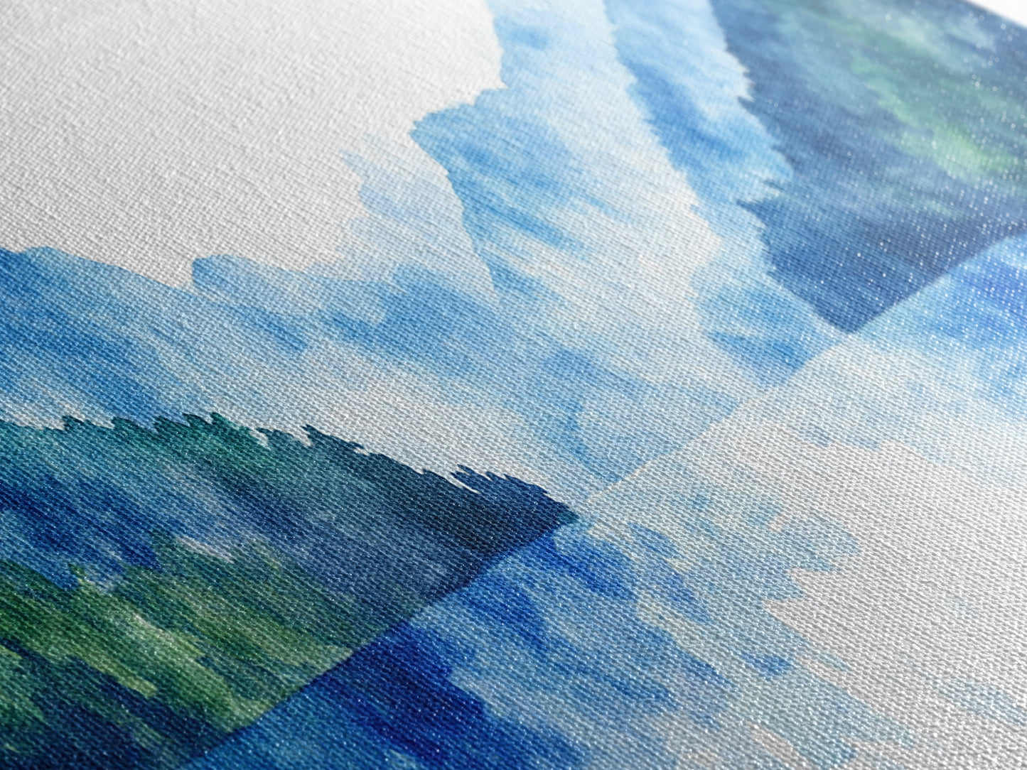 Reflections - Foggy Mountain Morning - Watercolor Painting Print - Wood Framed Wall Art - Panoramic Painting