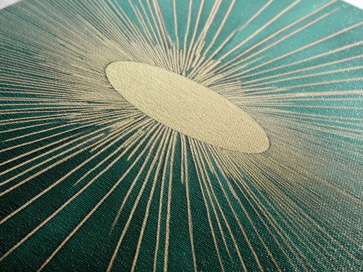 Emerald Green Sun Burst Wall Art, Art Deco Retro Vibes, Eclectic Home Decor, Emerand Green and Gold Horizontal Framed Canvas