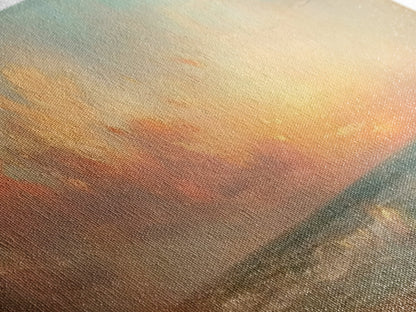 Moody Beach Seascape Painting Print, Wood Framed Wall Art, Canvas Art, Beach Painting, Beach at Sunset, Above Sofa Boho Wall Decor