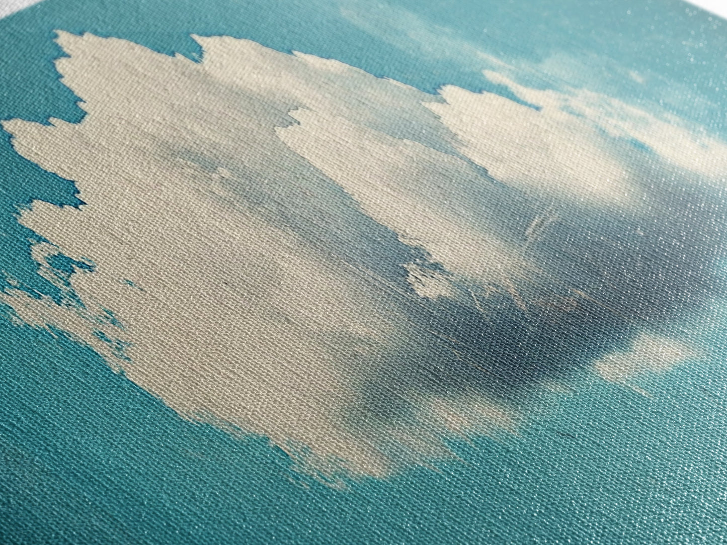 Framed Canvas Art, Sky Blue, Navy Blue Lonely Cloud Art, Minimalist Art Print, Panoramic Extra Wide Horizontal Art, Lonely Cloud