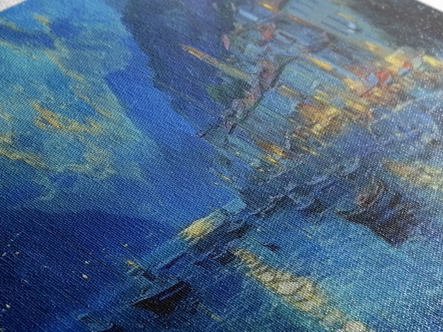 Midnight in Italy - Full Moon - Italian Oil Painting Canvas Print - Whimsical / Eclectic Landscape Painting - Minimalist Boho Home Decor