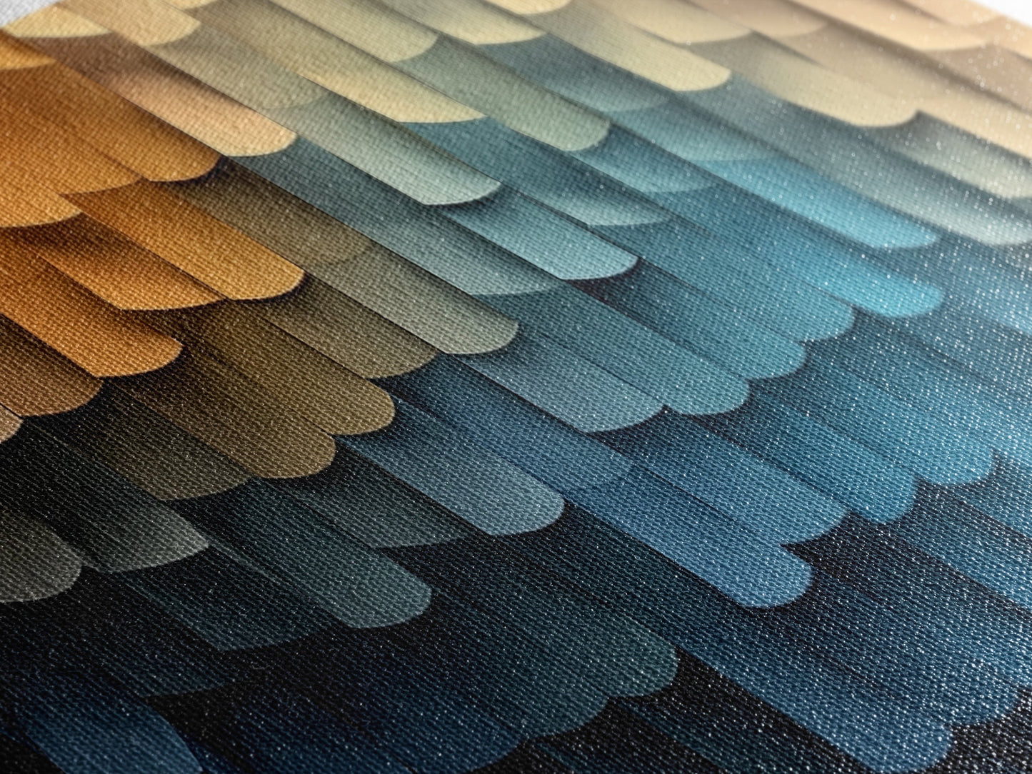 Abstract Art - Coastal Cubism - Framed Canvas Print - Panoramic Geometric Art - Unique Home Decor