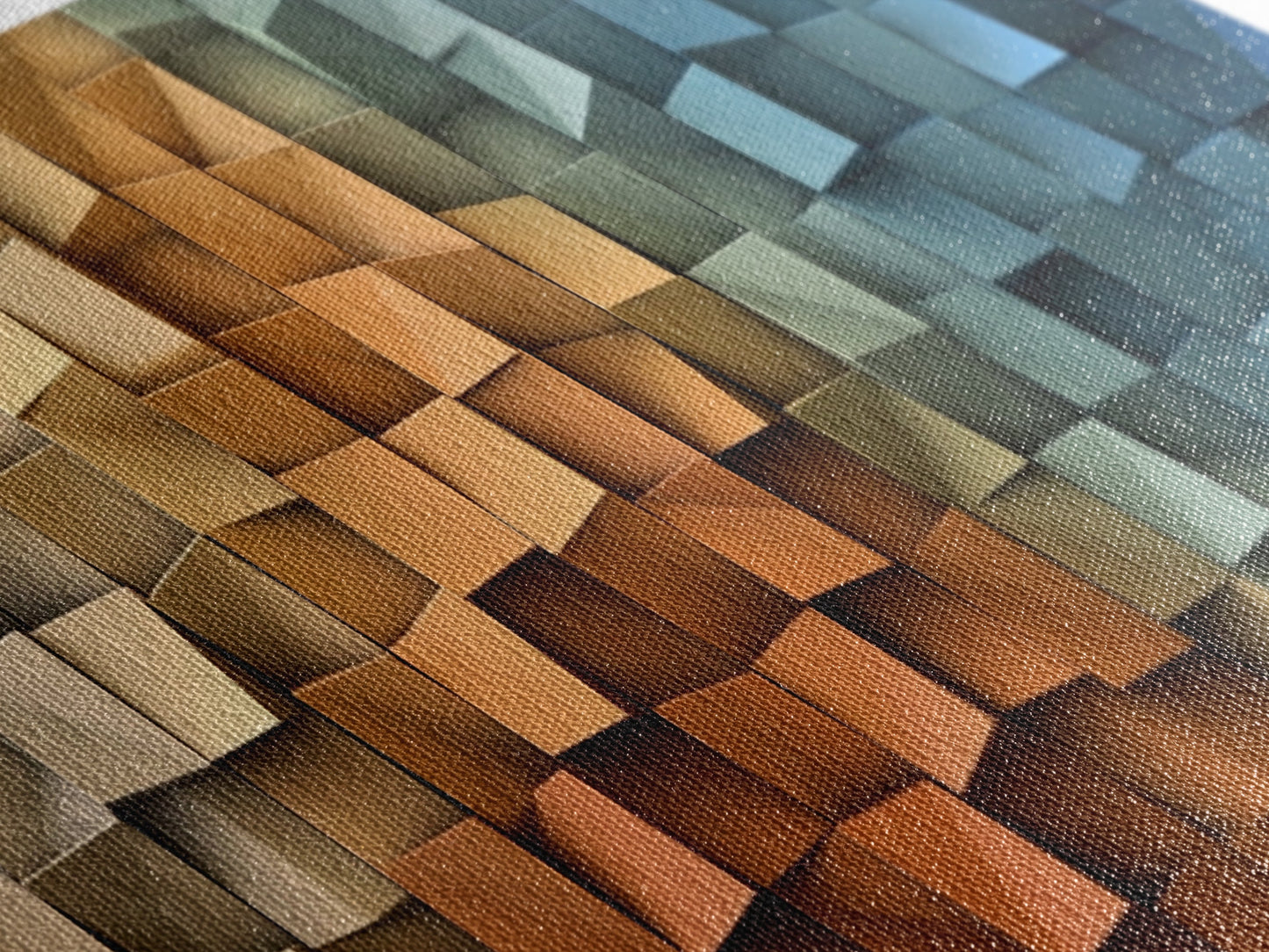 The Beach as Cubes - Framed Canvas Print - Abstract Geometric Patterns Wall Art