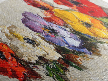 Framed Canvas Wall Art - Wild Flowers - Canvas Print - Impasto Style Oil Painting Print - Floral Botanical Wall Art - Wild Flowers