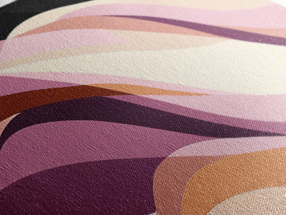 Lavender and Lilac Ocean Waves - MCM Style Modern Art, Retro Abstract Panoramic Print, Wood Framed Art, Modern Home Decor