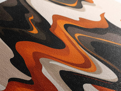 Retro Abstract Art, Framed Canvas Print, Orange, Black and White Wall Art, Oversized Extra Wide Wall Art