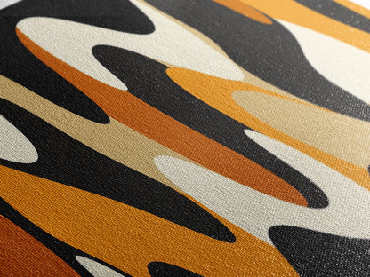 Amber Waves - Framed Canvas Print - Boho Abstract Wall Art - Modern Home Decor - MCM Style Black Background Wall Art