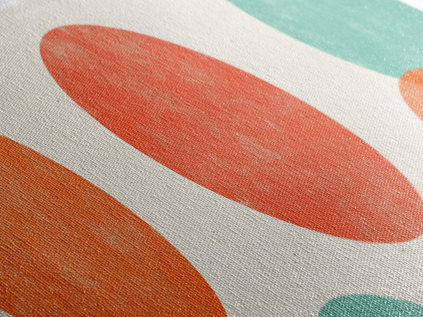 Orange and Green Wabi Sabi Wall Art, Framed Canvas Print, Abstract Wall Art, Minimalist / Neutral Circles Extra Wide Art