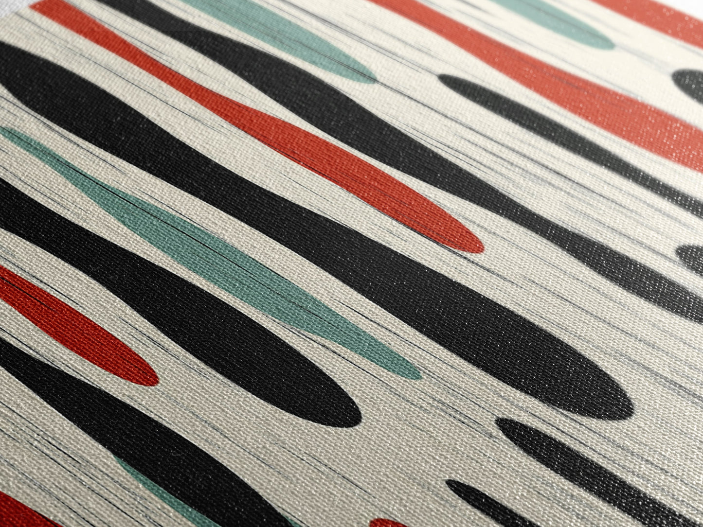 Mid Century Modern Wall Art Framed Canvas - Rain Drops - Panoramic Modern Wall Art Print - Above Bed or Above Sofa Wall Art, Modern Art