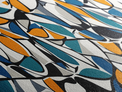 Mid Century Modern Art - Floral Abstract Pattern - Panoramic Canvas Print - Retro Loft Art - Large Wall Art - Geometric Abstract Art