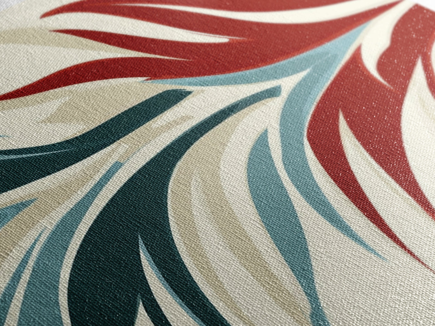 Feathers - Framed Art Deco Canvas Print - Wood Framed Art - Extra Wide Panoramic Art - Oversized Art For Large Space