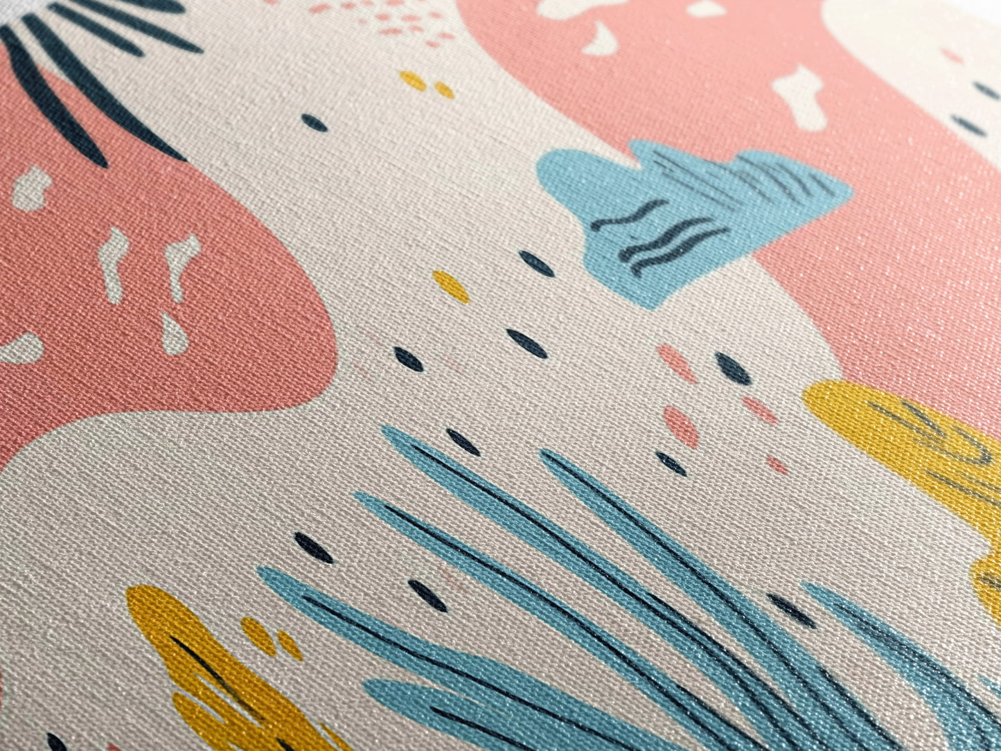 Retro Art From the 90s, Framed Canvas Print, High School Art, Abstract Extra Wide Panoramic Painting, Retro Vibes Home Decor