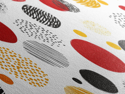 Polk Dots MCM Wall Decor, Framed Canvas, Canvas Print, Midcentury Modern Abstract Art, White Background, Eclectic Kitsch Home Decor