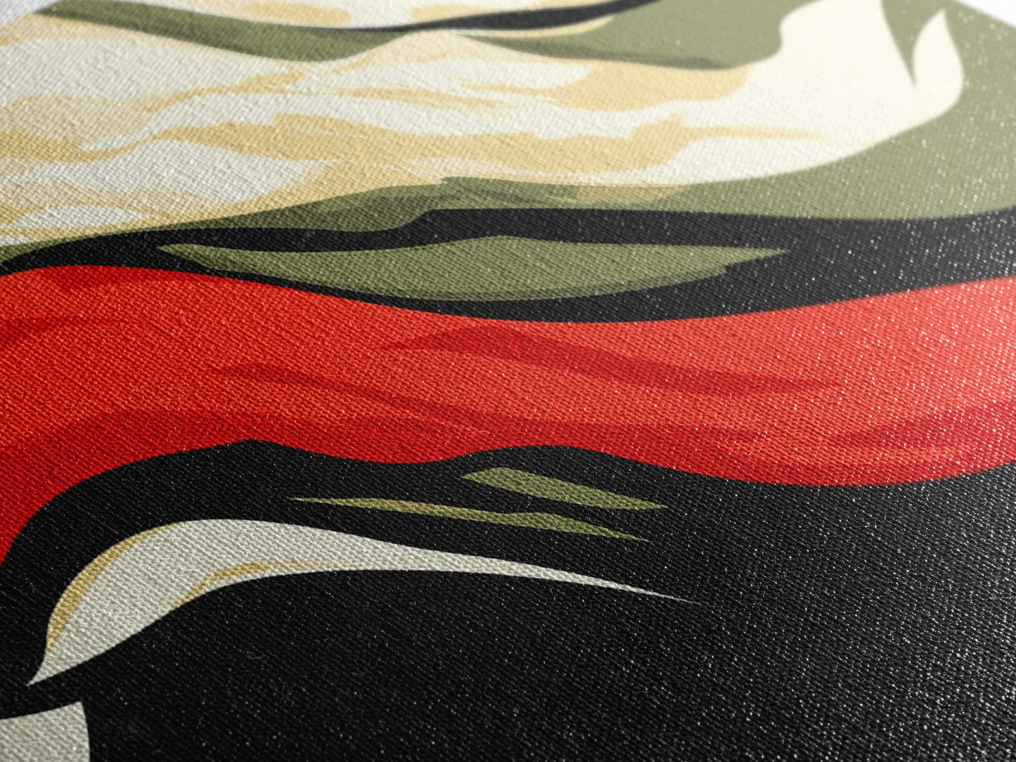 Moody Abstract Painting Print - "Waves" - Panoramic Extra Wide Wall Art, Red, black and Green Wall Art, Modern Art