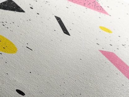 Retro Vaporwave Art, Pink Black and White Geomatric Abstract Art, Oversize Art For Large Living Room, Panoramic Painting