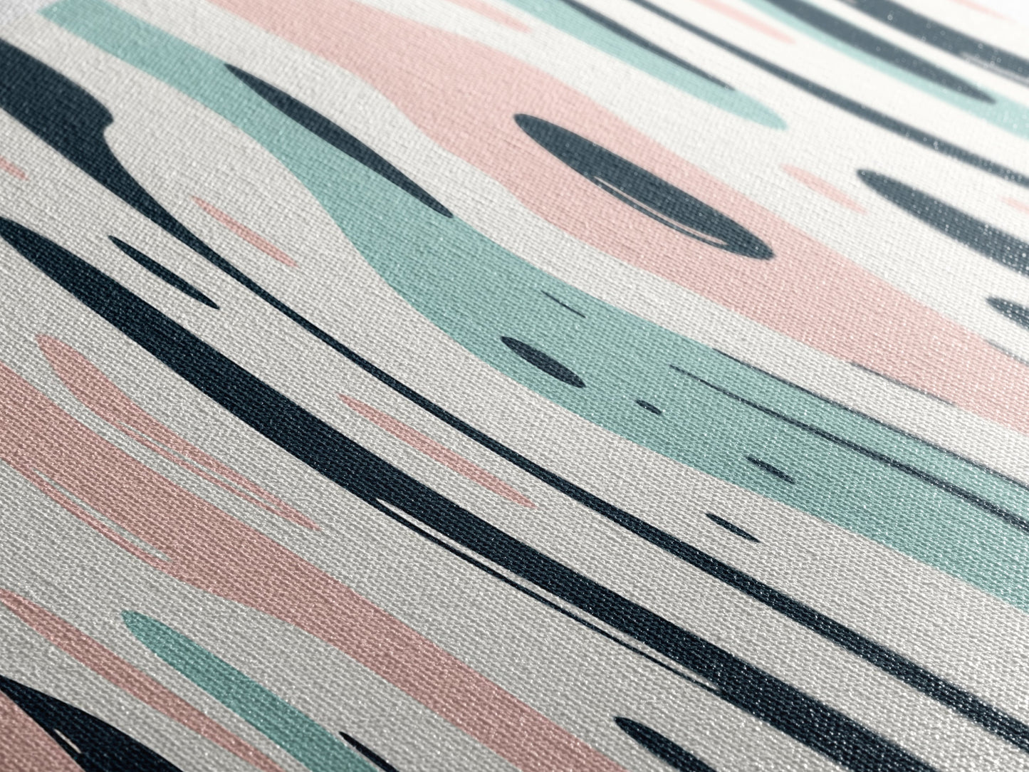 Retro Pink and Turquoise Animal Print Abstract Art, Framed Canvas Print, Wood Framed Extra Large Panoramic Art, 20x60 Art, 24x72 Art