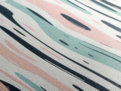 Retro Pink and Turquoise Animal Print Abstract Art, Framed Canvas Print, Wood Framed Extra Large Panoramic Art, 20x60 Art, 24x72 Art