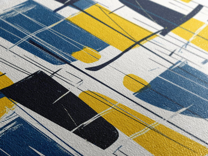 Large Colorful Abstract Painting - Blue, Yellow and Black Abstract Art - Abstract Art Large Canvas Modern Art for Above Sofa