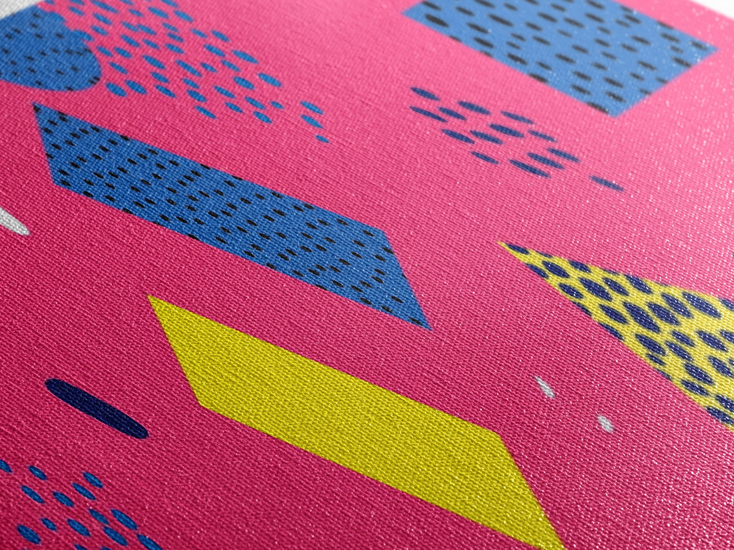 Retro 90s Style Mall Art, Framed Canvas Print, 1990s American Mall Inspired Wall Art, Retro Decor, Fuschia Pink and Blue Eye Catching Wall Art