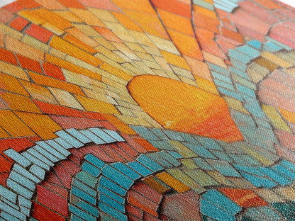 Sunset Mosaic Tiles Canvas Print - Retro Home Decor - MCM Style Wall Art - Above Sofa Canvas Art - Mosaic Artwork