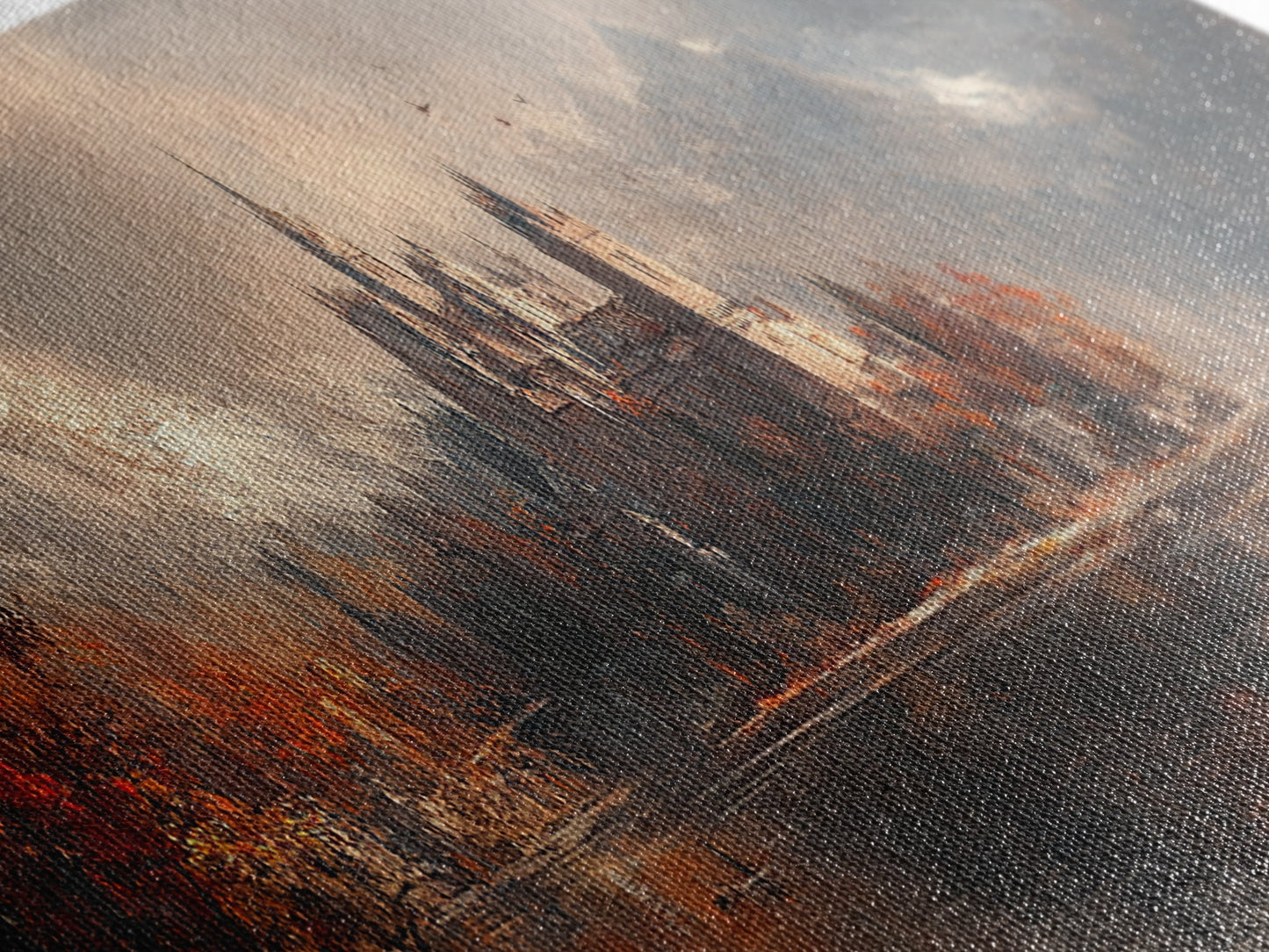 Dark Moonlit Gothic Castle, Framed Canvas Print, Dark Fantasy Painting, Dark Academia, Ready To Hang Art, Moody Decor