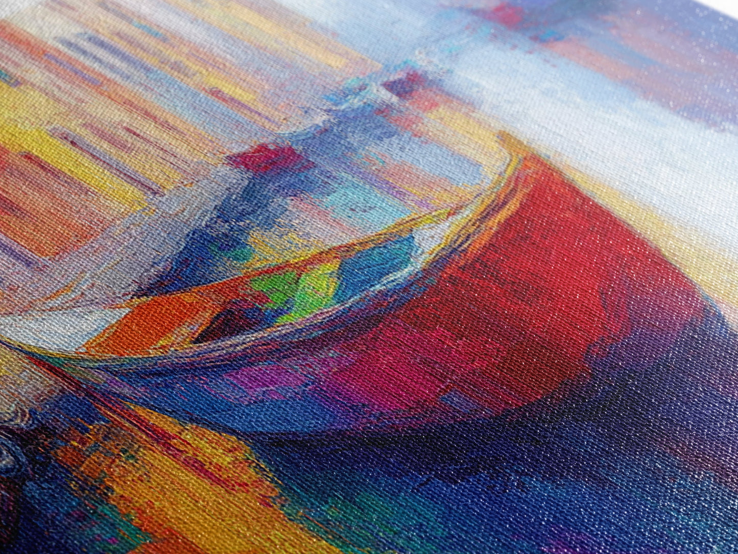 Abstract Painting Of a Canoe, Framed Canvas Print, Vienna Italy Wall Art, Colorful Pop Art, Retro Boho Style Home Decor