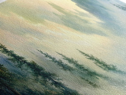 Fog In The Mountains - Framed Canvas Print - Panoramic North Carolina Painting - Blue Ridge Mountains - Original Painting Home Decor - Moody Art