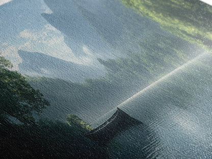 Canoe On The Lake, Framed Canvas Print, Moody Landscape Painting, Realism, Original Artwork, Rustic Lakehouse Decor, Oversized Wall Art