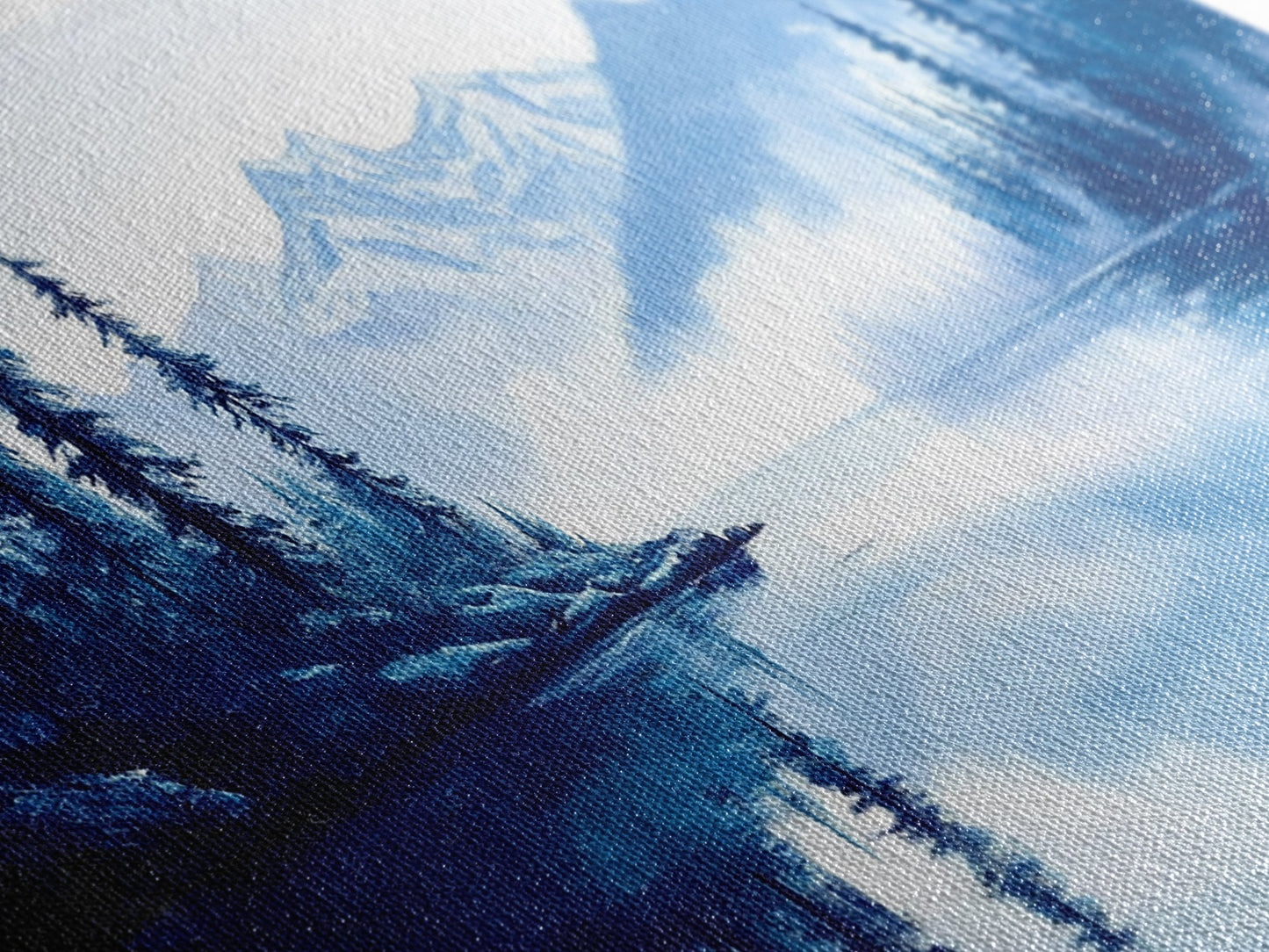 Winter In The Mountains, Framed Canvas Print, Panoramic Oversized Wall Art, Large Horizontal Wide Framed Canvas, Above Bed Decor