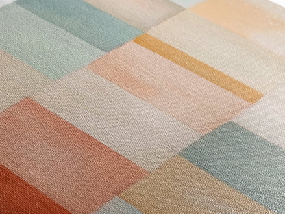 Midcentury Modern Style Abstract Square, Framed Canvas Print, MCM Modern Wall Art, Pastel Colors, Large Horizontal Wall Art Print