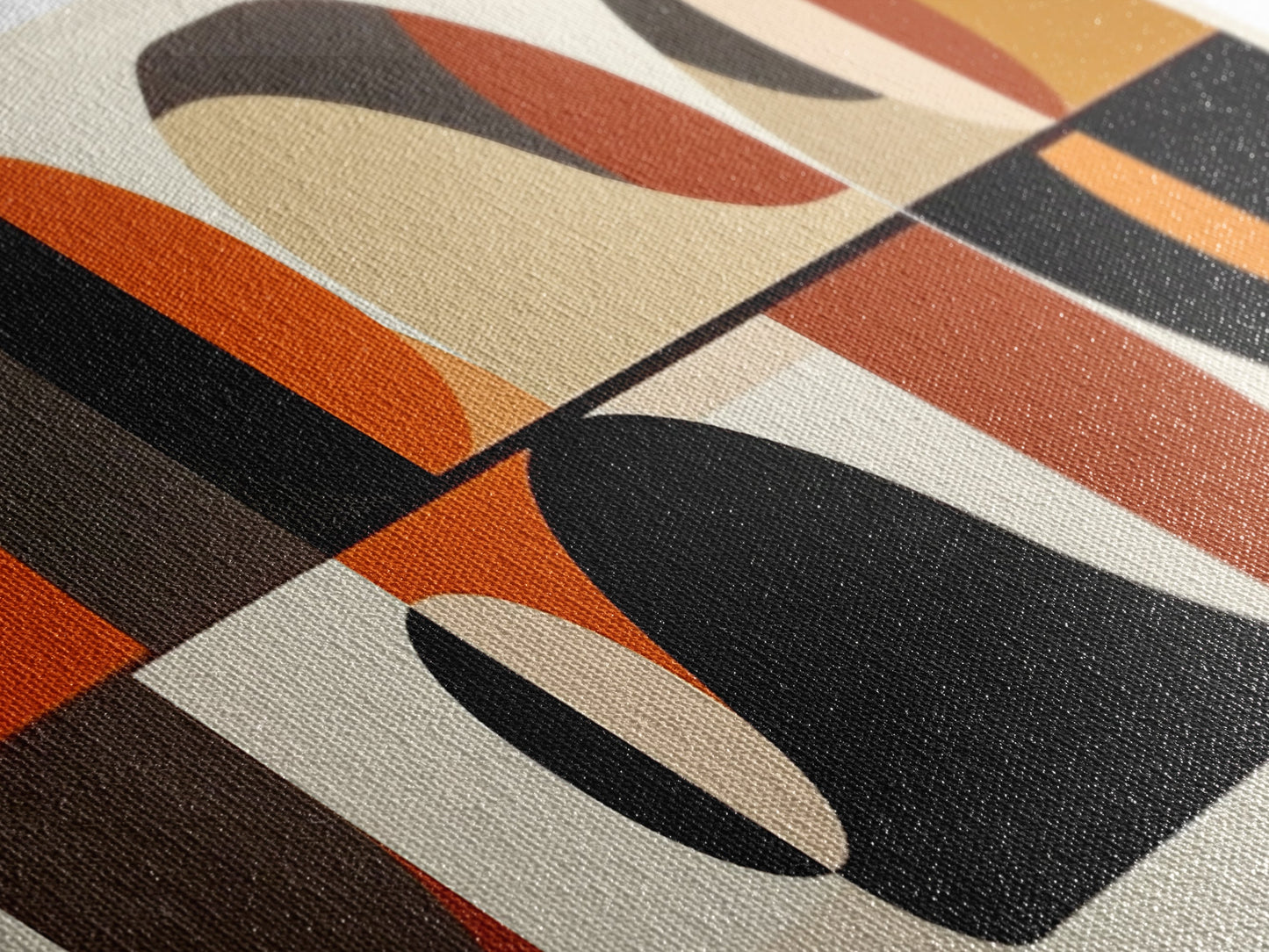 Earthy Tones MCM Style Panoramic Print, Geometric Shapes, Abstract Wall Art, Extra Wide Oversized Art