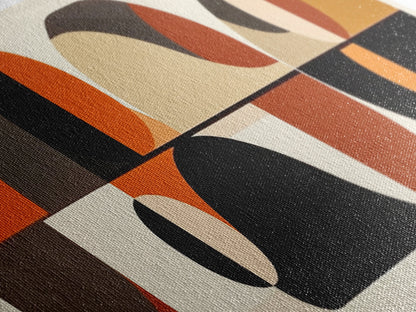 Earthy Tones MCM Style Panoramic Print, Geometric Shapes, Abstract Wall Art, Extra Wide Oversized Art