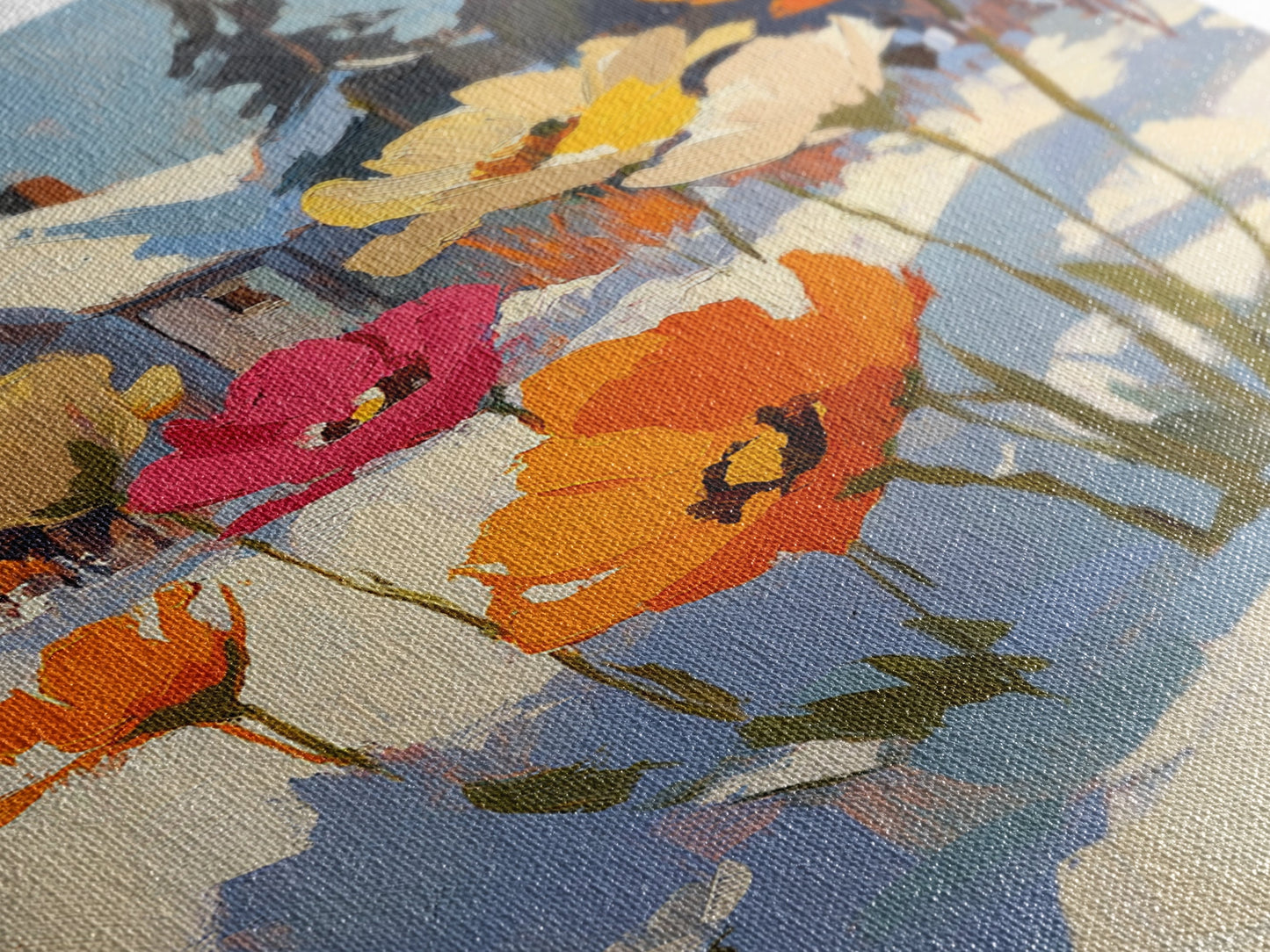 Wild Flowers In The Snow, Framed Canvas Print, Original Floral Painting Print, Modern Wall Art, Modern Custom Art, Winter Art