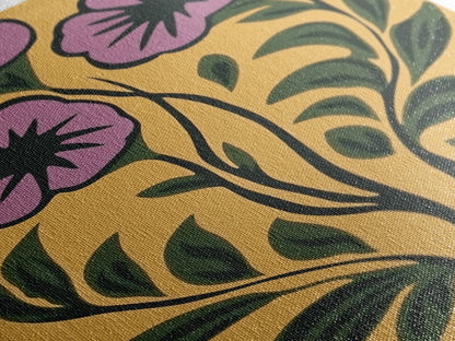 Framed Canvas Canvas Wall Art Mid-Century Modern Boho Flower Print, Purple and Yellow Wall Art, Modern Art Boho Home Decor, Minimalist