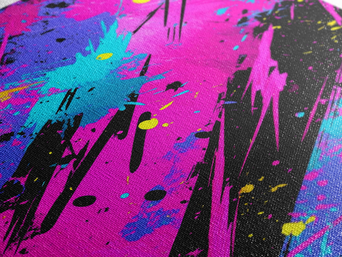 Graffiti Wall Art Splatter Art, Framed Canvas Print, Grunge Style Abstract Art